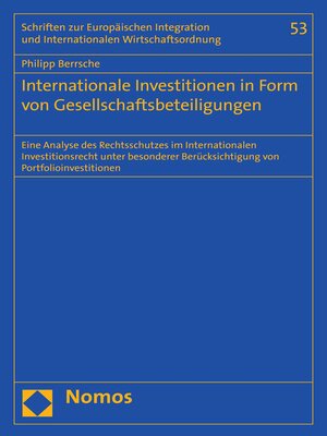 cover image of Internationale Investitionen in Form von Gesellschaftsbeteiligungen